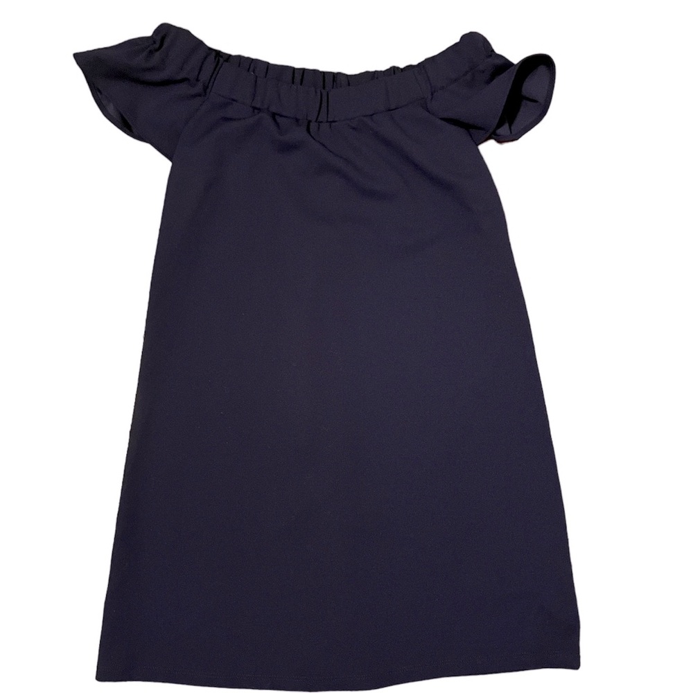 Navy off the shoulder a-line dress